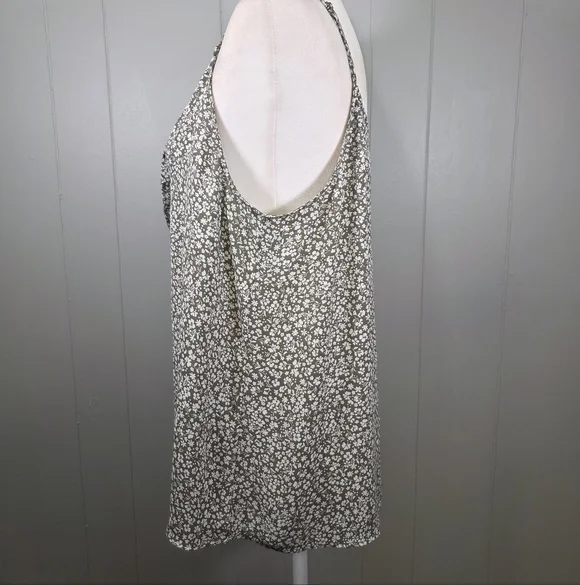 Loft Cami Olive Green & White Floral Tank Top Size L - Picture 5 of 11